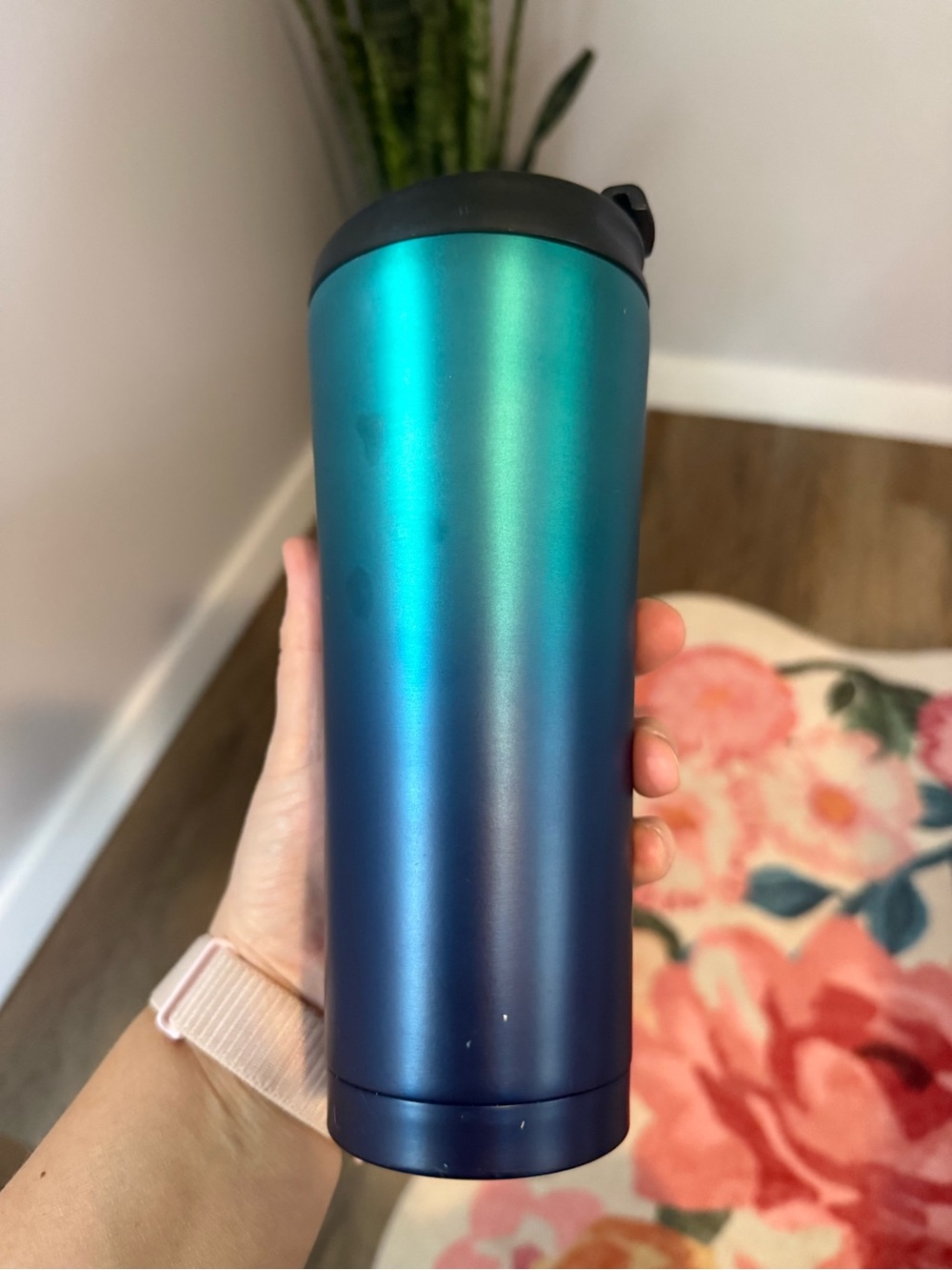 Starbucks Teal-to-Navy Ombre Travel Tumbler with Black Lid- 16 oz - Picture 2 of 7